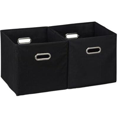 Relaxdays 2 Cajas de Almacenaje Tela, Cestas Ordenación Cúbicas, para Estanterías, 32 x 33 x 33 cm, Plegables, Negro Relaxdays 2 Cajas de Almacenaje Tela, Cestas Ordenación Cúbicas, para Estanterías, 32 x 33 x 33 cm, Plegables, Negro