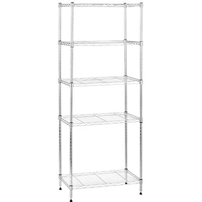 Amazon Basics Unidad de almacenamiento estrecha de 5 baldas con estantes ajustables en altura y patas niveladoras, peso máximo de 453 kg, Cromado, 34 cm x 58.9 cm x 152.5 cm (D x W x H) Amazon Basics Unidad de almacenamiento estrecha de 5 baldas con estantes ajustables en altura y patas niveladoras, peso máximo de 453 kg, Cromado, 34 cm x 58.9 cm x 152.5 cm (D x W x H)