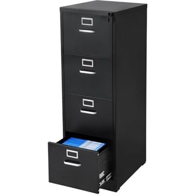 VEVOR Archivador Vertical de Metal, Archivador Vertical 450 x 620 x 1340 mm de 4 Cajones con Cerradura, Barra de Suspensión Desmontable para Archivos de Tamaño A4/Carta/Legal para Oficina, Negro VEVOR Archivador Vertical de Metal, Archivador Vertical 450 x 620 x 1340 mm de 4 Cajones con Cerradura, Barra de Suspensión Desmontable para Archivos de Tamaño A4/Carta/Legal para Oficina, Negro