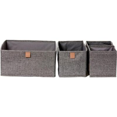 LOVE !T STORE !T Premium Cesta de Almacenaje 4 Piezas, Organizador para Armario de Tela de Alta Calidad, 4 Cajas en 3 Tamaños, Gris LOVE !T STORE !T Premium Cesta de Almacenaje 4 Piezas, Organizador para Armario de Tela de Alta Calidad, 4 Cajas en 3 Tamaños, Gris