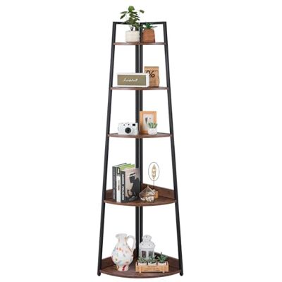 VEVOR Estante de Esquina de 5 Niveles 43 x 43 x 178 cm Estantería para Plantas con Marco de Metal y Estantes de Madera Librería de Almacenamiento para Dormitorio, Sala de Estar, Oficina, Cocina VEVOR Estante de Esquina de 5 Niveles 43 x 43 x 178 cm Estantería para Plantas con Marco de Metal y Estantes de Madera Librería de Almacenamiento para Dormitorio, Sala de Estar, Oficina, Cocina