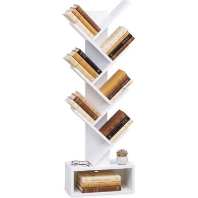 VOUNOT ® Estantería de Árbol Librería Vertical de Pie 7 Niveles 113cm Blanco Estante para Libros Organizador Ahorra Espacio Antivuelco Almacenamiento para CD DVD Álbumes Salón Dormitorio Estudio Oficina VOUNOT ® Estantería de Árbol Librería Vertical de Pie 7 Niveles 113cm Blanco Estante para Libros Organizador Ahorra Espacio Antivuelco Almacenamiento para CD DVD Álbumes Salón Dormitorio Estudio Oficina
