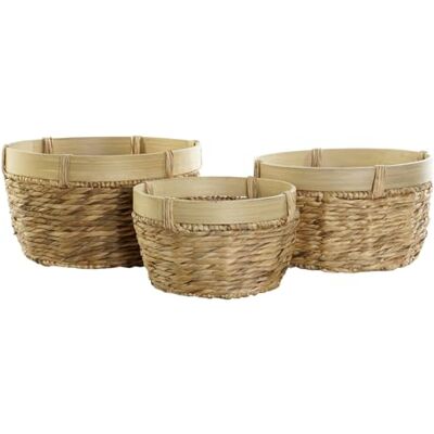 ZOMTOON CESTA SET 3 JUNCO BAMBU 40X40X23 NATURAL MARRON ZOMTOON CESTA SET 3 JUNCO BAMBU 40X40X23 NATURAL MARRON