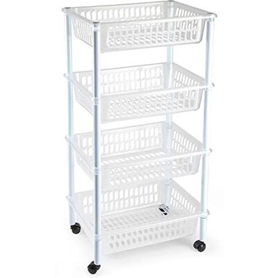 AC Carrito verdulero Modelo PLFT de plástico con 4 Niveles y Ruedas, cestas apilables portaobjetos, Frutas, Verduras, Cocina, baño (Transparente 85 x 40 x 30 cm) AC Carrito verdulero Modelo PLFT de plástico con 4 Niveles y Ruedas, cestas apilables portaobjetos, Frutas, Verduras, Cocina, baño (Transparente 85 x 40 x 30 cm)