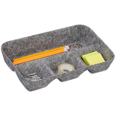 Relaxdays Organizador para Cajones Fieltro, Almacenaje Escritorio, 5,5 x 29,5 x 19 cm, 4 Compartimientos, Gris Claro Relaxdays Organizador para Cajones Fieltro, Almacenaje Escritorio, 5,5 x 29,5 x 19 cm, 4 Compartimientos, Gris Claro