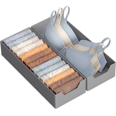 SONGMICS Juego de 2 Organizadores para Cajones de Ropa Interior, para PAX de IKEA, Sin Divisores, Plegables, Armario, 50 x 19 x 10 cm, para Calcetines, Gris Paloma SONGMICS Juego de 2 Organizadores para Cajones de Ropa Interior, para PAX de IKEA, Sin Divisores, Plegables, Armario, 50 x 19 x 10 cm, para Calcetines, Gris Paloma