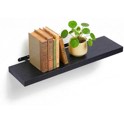 Relaxdays estantería de Pared, 4 x 80 x 23 cm, Madera/Metal, Libros y decoración, salón, Entrada, Cocina, Negro Relaxdays estantería de Pared, 4 x 80 x 23 cm, Madera/Metal, Libros y decoración, salón, Entrada, Cocina, Negro