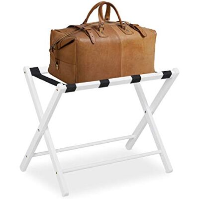 Relaxdays Soporte para Maletas Madera, Reposa Maletas Plegable, Porta equipajes, 54,5 x 66 x 44 cm, Color Blanco Relaxdays Soporte para Maletas Madera, Reposa Maletas Plegable, Porta equipajes, 54,5 x 66 x 44 cm, Color Blanco