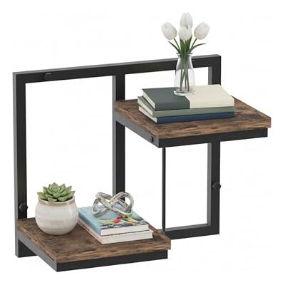 Relaxdays Estantería de Pared Industrial metálica y Madera, 2 Niveles, Flotante, 29x32.5x19 cm, Negro/marrón Relaxdays Estantería de Pared Industrial metálica y Madera, 2 Niveles, Flotante, 29x32.5x19 cm, Negro/marrón