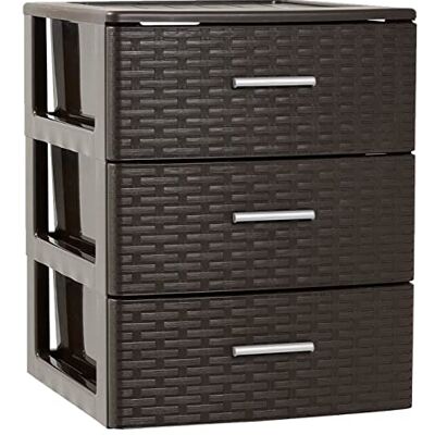AC Cajonera de Ordenión Modelo Rattan 3 Niveles Torre de almenaje Multiusos, Organizador Auxiliar, Almenamiento, baño 46,5 x 36,5 x 36,5 cm Color Wengue AC Cajonera de Ordenión Modelo Rattan 3 Niveles Torre de almenaje Multiusos, Organizador Auxiliar, Almenamiento, baño 46,5 x 36,5 x 36,5 cm Color Wengue