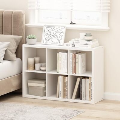 Furinno CUBICLE Estantería para Libros de 6 Cubos con Marco Grueso, Reversible Horizontal y Verticalmente con Parte Trasera Abierta, 37,1 x 111,3 x 76,2 cm, para Sala de Estar, Dormitorio, Blanco Liso Furinno CUBICLE Estantería para Libros de 6 Cubos con Marco Grueso, Reversible Horizontal y Verticalmente con Parte Trasera Abierta, 37,1 x 111,3 x 76,2 cm, para Sala de Estar, Dormitorio, Blanco Liso