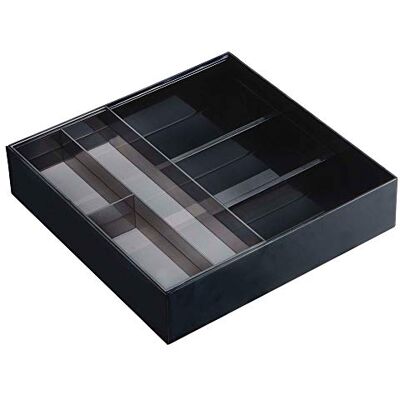 YAMAZAKI TOWER Extendable Desk Organiser, black, ABS Resin/PS Resin, 25 x 24.6 x 5.7 cm YAMAZAKI TOWER Extendable Desk Organiser, black, ABS Resin/PS Resin, 25 x 24.6 x 5.7 cm