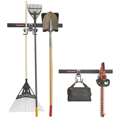 Rubbermaid Fasttrack Sistema de almacenamiento de herramientas para colgar en el garaje, soporte de pared para herramientas de jardín, césped, garaje/organización del hogar Rubbermaid Fasttrack Sistema de almacenamiento de herramientas para colgar en el garaje, soporte de pared para herramientas de jardín, césped, garaje/organización del hogar