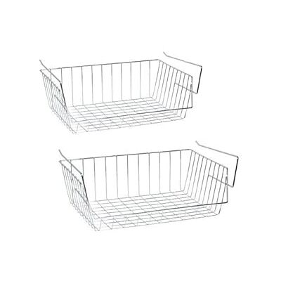MSV Juego de 2 cestas de Almacenamiento bajo Estante 40x27x14cm Acero Cromado MSV Juego de 2 cestas de Almacenamiento bajo Estante 40x27x14cm Acero Cromado