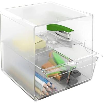 m-office Kali Organizador Modular Apilable Fabricado En Poliestireno Transparente Con 1 Cajón Grande Y 1 Compartimento (Cristal Transparente) m-office Kali Organizador Modular Apilable Fabricado En Poliestireno Transparente Con 1 Cajón Grande Y 1 Compartimento (Cristal Transparente)