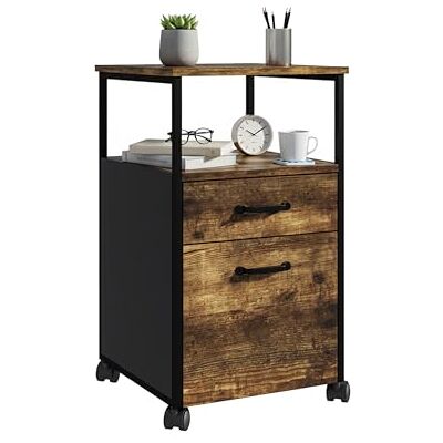 Relaxdays Contenedor móvil , 2 cajones, con archivador Colgante, diseño Industrial, HBT: 66,5 x 42 x 44 cm, marrón/Negro Relaxdays Contenedor móvil , 2 cajones, con archivador Colgante, diseño Industrial, HBT: 66,5 x 42 x 44 cm, marrón/Negro
