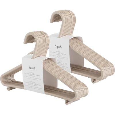 3 Sprouts Perchas Infantiles Perchas para Ropa de Bebé y Niños, Perchas de plástico de Paja de Trigo, Pack de 30 Beige 3 Sprouts Perchas Infantiles Perchas para Ropa de Bebé y Niños, Perchas de plástico de Paja de Trigo, Pack de 30 Beige