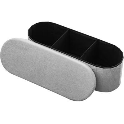 VEVOR Reposapiés Plegable Ovalado con Espacio de Almacenamiento, Asiento Acolchado y Plegable, Capacidad de Carga 299,37 kg, 1100 x 380 x 380 mm, para Salón, Dormitorio y Entrada, Color Gris VEVOR Reposapiés Plegable Ovalado con Espacio de Almacenamiento, Asiento Acolchado y Plegable, Capacidad de Carga 299,37 kg, 1100 x 380 x 380 mm, para Salón, Dormitorio y Entrada, Color Gris