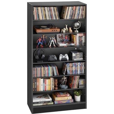 VEVOR Mueble de Almacenamiento Multimedia con 7 Compartimentos, para CD, DVD, Libros y Discos de Juegos, Ideal para Sala de Estar, Oficina en Casa, Sala de Grabación, 70 x 30 x 140 cm, Negro VEVOR Mueble de Almacenamiento Multimedia con 7 Compartimentos, para CD, DVD, Libros y Discos de Juegos, Ideal para Sala de Estar, Oficina en Casa, Sala de Grabación, 70 x 30 x 140 cm, Negro