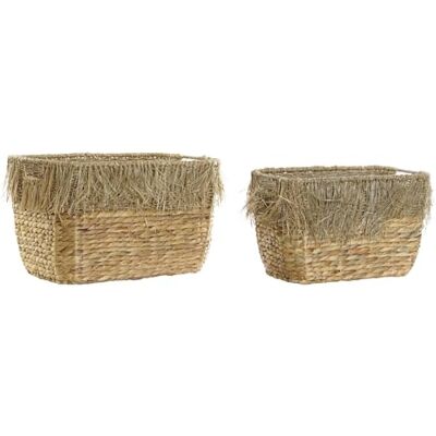 ZOMTOON CESTA SET 2 JUNCO 40X30X26 FLECOS NATURAL MARRON ZOMTOON CESTA SET 2 JUNCO 40X30X26 FLECOS NATURAL MARRON