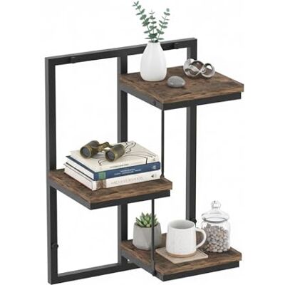 Relaxdays Estantería de Pared Industrial de Metal y Madera, 3 Niveles, 45x32.5x19 cm, Negro/marrón Relaxdays Estantería de Pared Industrial de Metal y Madera, 3 Niveles, 45x32.5x19 cm, Negro/marrón