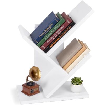 VOUNOT ® Estantería de Árbol Librería Vertical de Pie 3 Nivel 40.5 cm Blanco Estante para Libros Organizador Ahorra Espacio Antivuelco Almacenamiento para CD DVD Álbumes Salón Dormitorio Estudio Oficina VOUNOT ® Estantería de Árbol Librería Vertical de Pie 3 Nivel 40.5 cm Blanco Estante para Libros Organizador Ahorra Espacio Antivuelco Almacenamiento para CD DVD Álbumes Salón Dormitorio Estudio Oficina