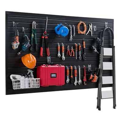 VEVOR Paneles de Pared de Listones 1225 x 2450 x 20 mm, Panel de Listones de Garaje de PVC Diseño Modular con Estructura de Acoplamiento y Corte de Bricolaje para Almacenamiento y Exhibición, Negro VEVOR Paneles de Pared de Listones 1225 x 2450 x 20 mm, Panel de Listones de Garaje de PVC Diseño Modular con Estructura de Acoplamiento y Corte de Bricolaje para Almacenamiento y Exhibición, Negro