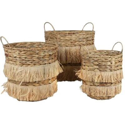 Natural Living "Cesta de jacinto de agua" y rafia de 3 unidades, altura 27 cm, 30 cm, altura 37 cm Natural Living "Cesta de jacinto de agua" y rafia de 3 unidades, altura 27 cm, 30 cm, altura 37 cm