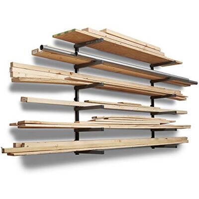 BORA Organizador de madera y estante de metal de almacenamiento de madera con soporte de pared de 6 niveles Uso en interiores y exteriores, negro BORA Organizador de madera y estante de metal de almacenamiento de madera con soporte de pared de 6 niveles Uso en interiores y exteriores, negro