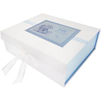 White Cotton Cards Caja de Recuerdos para bebé (27 x 32 x 11 cm), diseño de Conejito Azul White Cotton Cards Caja de Recuerdos para bebé (27 x 32 x 11 cm), diseño de Conejito Azul