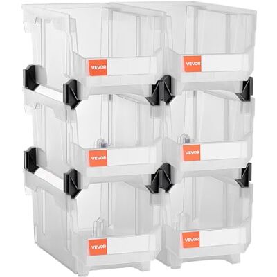 VEVOR Cajas Apilables, 377 x 215 x 180 mm, Cajas de Almacenamiento Transparentes para Organizar y Almacenar, para Armarios, Garajes, Piezas Pequeñas, Suministros de Oficina y Otros Accesorios VEVOR Cajas Apilables, 377 x 215 x 180 mm, Cajas de Almacenamiento Transparentes para Organizar y Almacenar, para Armarios, Garajes, Piezas Pequeñas, Suministros de Oficina y Otros Accesorios