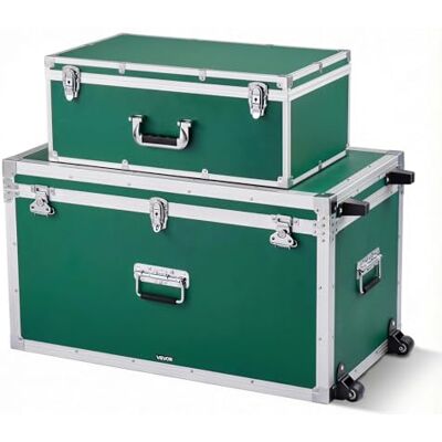 VEVOR Cajas de Transporte y Almacenamiento 2 Piezas, Grande de 816 x 452 x 460 mm con Ruedas, Pequeña de 600 x 350 x 242 mm, Maletín de Madera con Cerradura Asas de Metal, para Viajes Equipo, Verde VEVOR Cajas de Transporte y Almacenamiento 2 Piezas, Grande de 816 x 452 x 460 mm con Ruedas, Pequeña de 600 x 350 x 242 mm, Maletín de Madera con Cerradura Asas de Metal, para Viajes Equipo, Verde