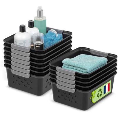 Iris Ohyama , Cestas de Estantería de Plástico Versátiles, Abiertas, Negro, 5L, Lote de 12, Apilables, Ventilación, Contenido Visible, para Baño, Juguetes, Oficina, Armario, Organizador, sin BPA, OSB-S Iris Ohyama , Cestas de Estantería de Plástico Versátiles, Abiertas, Negro, 5L, Lote de 12, Apilables, Ventilación, Contenido Visible, para Baño, Juguetes, Oficina, Armario, Organizador, sin BPA, OSB-S
