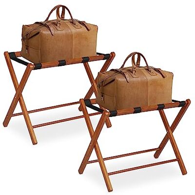 Relaxdays Pack 2 Soportes Maletas, Reposamaletas Plegables, 54 x 66 x 48 cm, Taburetes Equipaje Madera, Hotel, Natural Relaxdays Pack 2 Soportes Maletas, Reposamaletas Plegables, 54 x 66 x 48 cm, Taburetes Equipaje Madera, Hotel, Natural