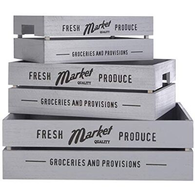 Premier Housewares Rustic Provisions Cajas (3 Unidades), Color Gris Premier Housewares Rustic Provisions Cajas (3 Unidades), Color Gris