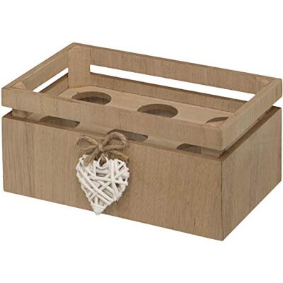 Maturi Caja Madera Tejida con Forma de corazón para Media docena de Huevos, marrón Maturi Caja Madera Tejida con Forma de corazón para Media docena de Huevos, marrón