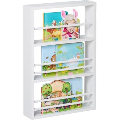 Relaxdays Librería Infantil Pared, 3 Repisas para Libros o Figuras, 60 x 40 x 10 cm, Estantería Niños Colgante, Blanco Relaxdays Librería Infantil Pared, 3 Repisas para Libros o Figuras, 60 x 40 x 10 cm, Estantería Niños Colgante, Blanco