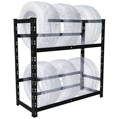 Relaxdays estantería para neumáticos, Acero Negro, 4-6 Ruedas, Capacidad 150 kg por Nivel, Sistema de Encaje 100x85x35 c Relaxdays estantería para neumáticos, Acero Negro, 4-6 Ruedas, Capacidad 150 kg por Nivel, Sistema de Encaje 100x85x35 c