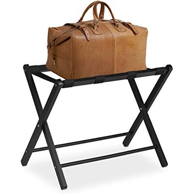 Relaxdays Soporte para Maletas Madera, Reposa Maletas Plegable, Porta equipajes, 54,5 x 66 x 44 cm, Color Negro Relaxdays Soporte para Maletas Madera, Reposa Maletas Plegable, Porta equipajes, 54,5 x 66 x 44 cm, Color Negro