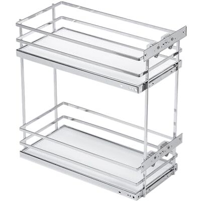 GTV Organizador de cocina MOVIXPRO Equipamiento de carga Sistema de estantería extensible Ancho exterior 300 mm 2 estantes Sin rieles Cromo, blanco mate GTV Organizador de cocina MOVIXPRO Equipamiento de carga Sistema de estantería extensible Ancho exterior 300 mm 2 estantes Sin rieles Cromo, blanco mate