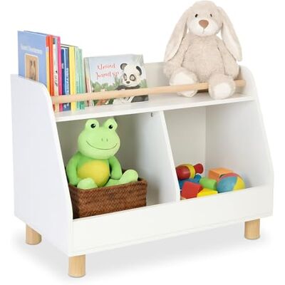 Relaxdays Estantería Infantil pequeña, 2 estantes Abiertos, 52 x 72 x 38 cm, estantería para Juguetes, Blanco/Natural Relaxdays Estantería Infantil pequeña, 2 estantes Abiertos, 52 x 72 x 38 cm, estantería para Juguetes, Blanco/Natural