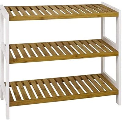 HAKU Zapatero bambú y Marco de MDF Lacado en Blanco 3 bambú estantes Natural Zapatero Medidas: An 70 cm x Al 55 cm x Pr 26 cm, Estilo: Scandinavian HAKU Zapatero bambú y Marco de MDF Lacado en Blanco 3 bambú estantes Natural Zapatero Medidas: An 70 cm x Al 55 cm x Pr 26 cm, Estilo: Scandinavian