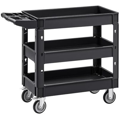 VEVOR Carro de Servicio de 3 Niveles Carro de Transporte Utilitario PP Capacidad Total de 249kg 83 kg/Estante Ruedas Giratorias (2 con Frenos) Mango Ergonómico para Herramientas Garaje Almacén Oficina VEVOR Carro de Servicio de 3 Niveles Carro de Transporte Utilitario PP Capacidad Total de 249kg 83 kg/Estante Ruedas Giratorias (2 con Frenos) Mango Ergonómico para Herramientas Garaje Almacén Oficina