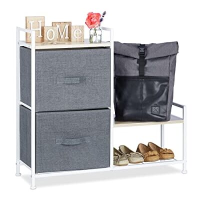 Relaxdays Cajonera Multiusos con 2 Cajones, Metal-Tela, Gris, 76 x 83 x 29 cm Relaxdays Cajonera Multiusos con 2 Cajones, Metal-Tela, Gris, 76 x 83 x 29 cm