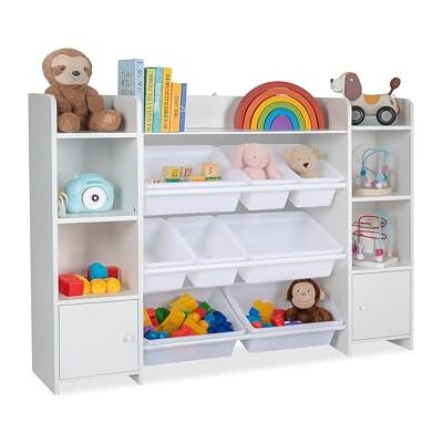 Relaxdays Estantería Infantil Grande , 8 Cajas, 94 x 139 x 30 cm, estantería para Juguetes, Blanco Relaxdays Estantería Infantil Grande , 8 Cajas, 94 x 139 x 30 cm, estantería para Juguetes, Blanco