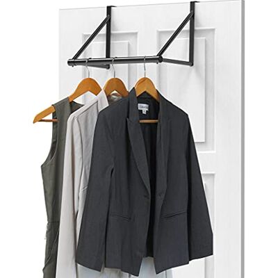 Simple Houseware Barra para Colgar Ropa sobre la Puerta, Color Negro Simple Houseware Barra para Colgar Ropa sobre la Puerta, Color Negro