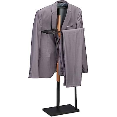 Relaxdays Galán Noche Metal y Efecto Madera, Chaqueta y Pantalón, 107x48x20 cm, Mozo Ropa Dormitorio, Negro y Natural Relaxdays Galán Noche Metal y Efecto Madera, Chaqueta y Pantalón, 107x48x20 cm, Mozo Ropa Dormitorio, Negro y Natural