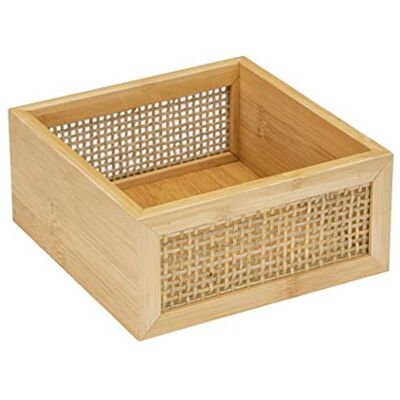 Wenko Bandeja de baño Allegre M, bandeja decorativa moderna, estilo Boho, de bambú y ratán trenzado de calidad óptima, para guardar de forma práctica los utensilios del baño, 15 x 7 x 15 cm, natural Wenko Bandeja de baño Allegre M, bandeja decorativa moderna, estilo Boho, de bambú y ratán trenzado de calidad óptima, para guardar de forma práctica los utensilios del baño, 15 x 7 x 15 cm, natural