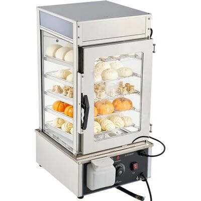 VEVOR Vitrina de Calor de 5 Niveles 1200 W, Expositor Térmico 120 L con Luz LED, Estantes Extraíbles, Estructura de Acero Inoxidable, Calentamiento por Vapor de 30 a 110 °C para Tapas, Hamburguesas VEVOR Vitrina de Calor de 5 Niveles 1200 W, Expositor Térmico 120 L con Luz LED, Estantes Extraíbles, Estructura de Acero Inoxidable, Calentamiento por Vapor de 30 a 110 °C para Tapas, Hamburguesas