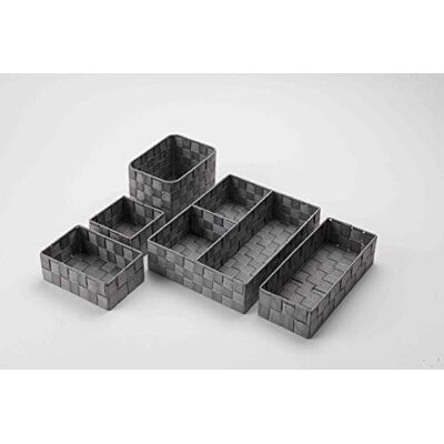 Compactor Lote de Organizadores de Cajones para el Baño, Gris, Correas Trenzadas y Estructura metálica, Compactor Lote de Organizadores de Cajones para el Baño, Gris, Correas Trenzadas y Estructura metálica,